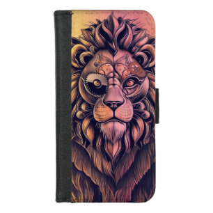 Steampunk Color Gradient Rustic Lion iPhone 8/7 Wallet Case