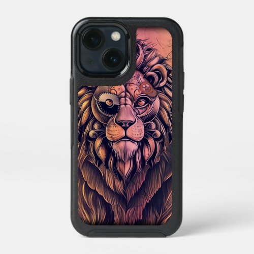 Steampunk Color Gradient Rustic Lion iPhone 13 Mini Case
