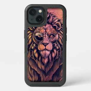 Steampunk Color Gradient Rustic Lion iPhone 13 Case