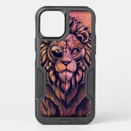 Steampunk Color Gradient Rustic Lion OtterBox Commuter iPhone 12 Case