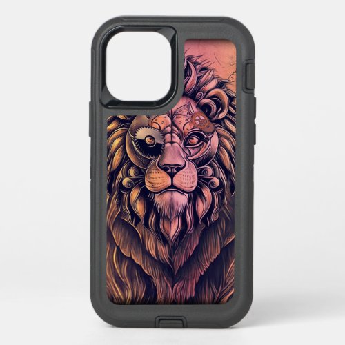 Steampunk Color Gradient Rustic Lion OtterBox Defender iPhone 12 Pro Case