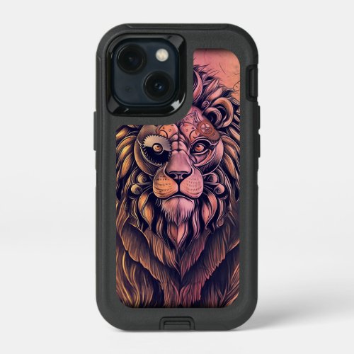 Steampunk Color Gradient Rustic Lion iPhone 13 Mini Case