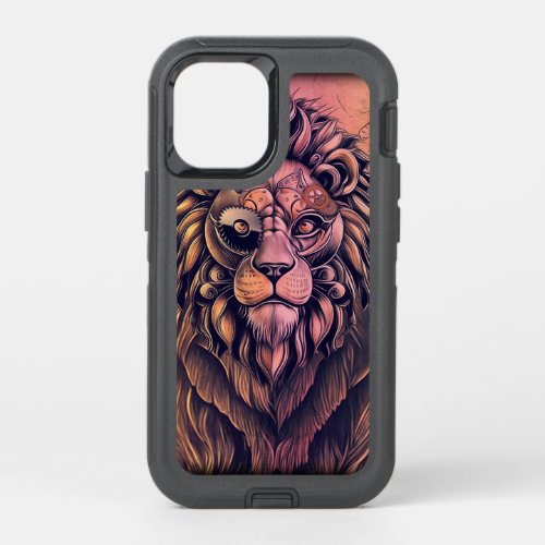 Steampunk Color Gradient Rustic Lion OtterBox Defender iPhone 12 Mini Case