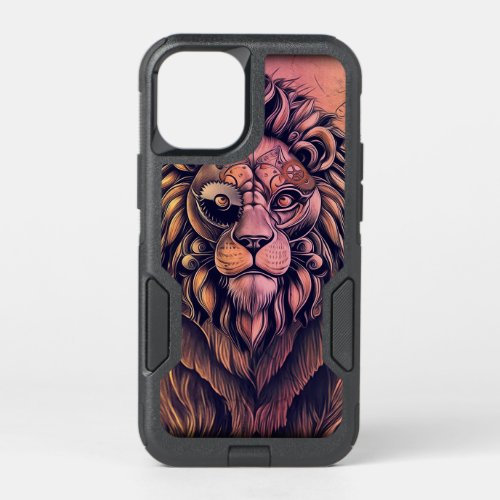 Steampunk Color Gradient Rustic Lion OtterBox Commuter iPhone 12 Mini Case