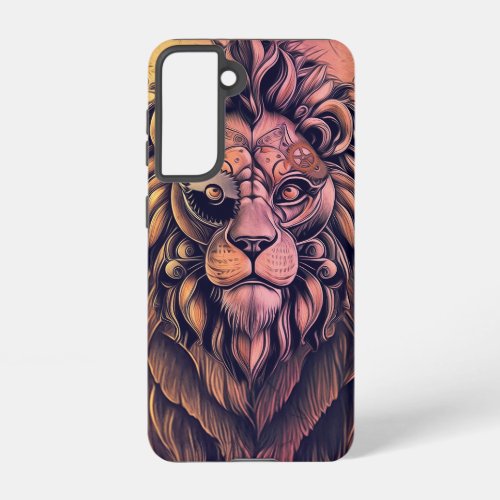 Steampunk Color Gradient Rustic Lion Samsung Galaxy S21 Case