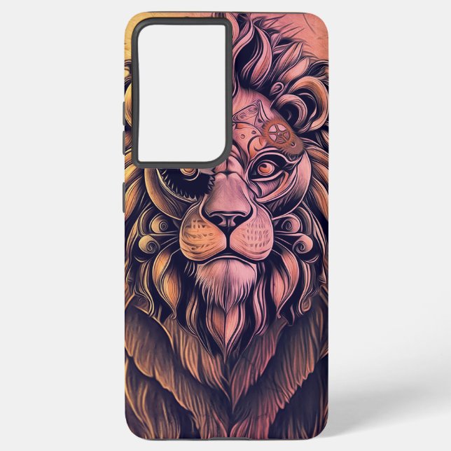 Steampunk Color Gradient Rustic Lion Samsung Galaxy Case (Back)
