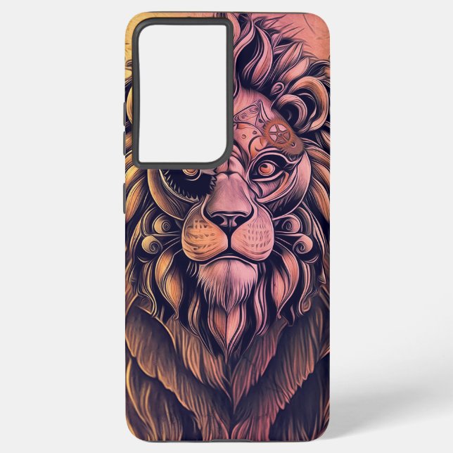 Steampunk Color Gradient Rustic Lion Samsung Galaxy Case (Back)