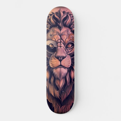 Steampunk Color Gradient Rustic Lion Skateboard