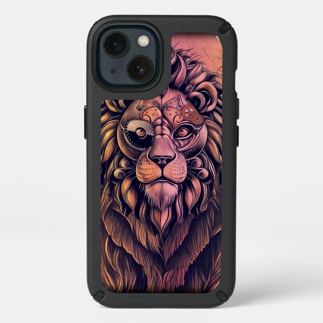 Steampunk Color Gradient Rustic Lion Speck iPhone 13 Case (Front)