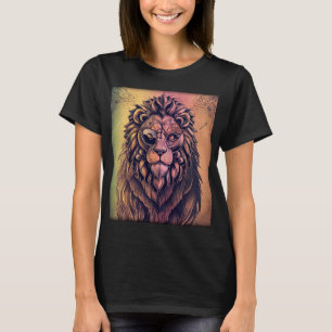 Steampunk Color Gradient Rustic Lion T-Shirt