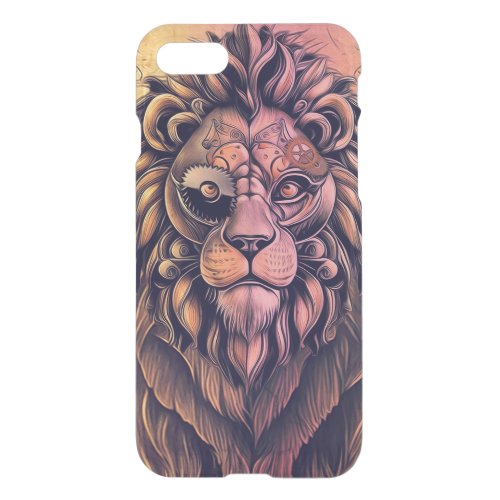 Steampunk Color Gradient Rustic Lion iPhone SE87 Case