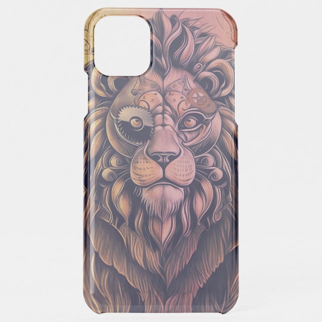 Steampunk Color Gradient Rustic Lion Uncommon iPhone Case (Back)