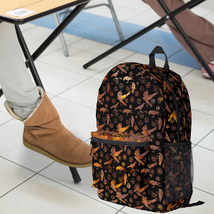 Steampunk Colorful Rusty Gears and Crows Your Name Printed Backpack