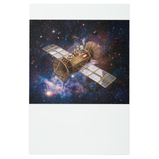 Steampunk Communications Satellite Starfilled Metal Print