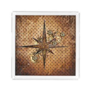 Steampunk Compass Star Acrylic Tray