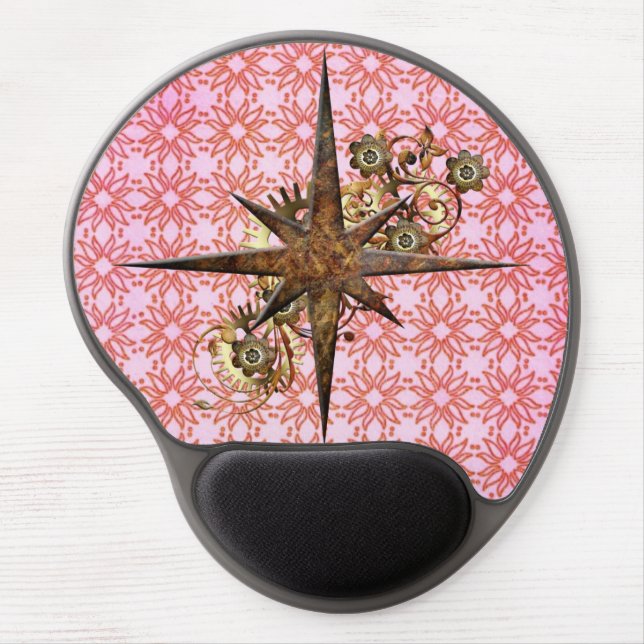 Steampunk Compass Star Gel Mousepad (Front)