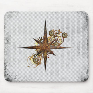Steampunk Compass Star Grunge Mouse Pad
