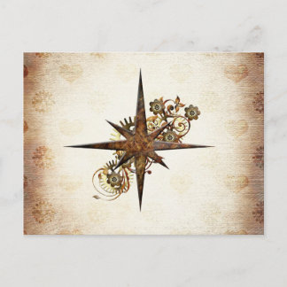 Steampunk Compass Star Postcard