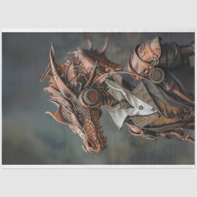 Steampunk Copper Dragon Decoupage Tissue Paper (Front)