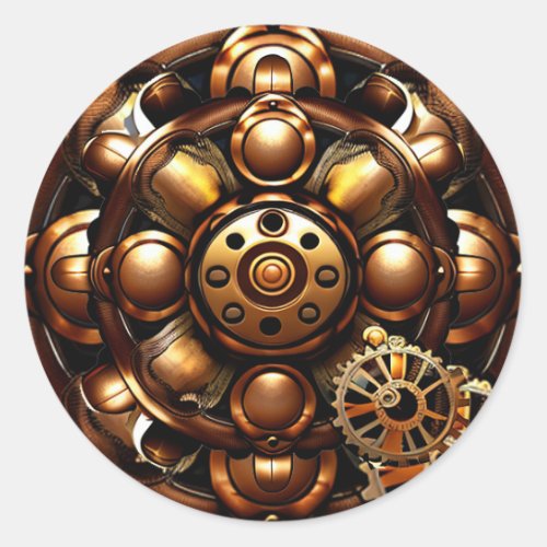 Steampunk Copper Metal Gears Copper  Classic Round Sticker