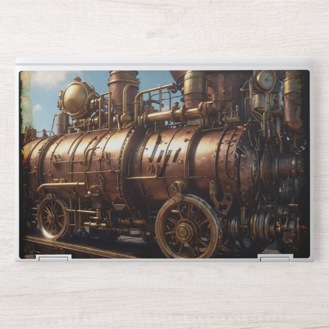 Steampunk Copper Steam Train HP Laptop Skin (Front)