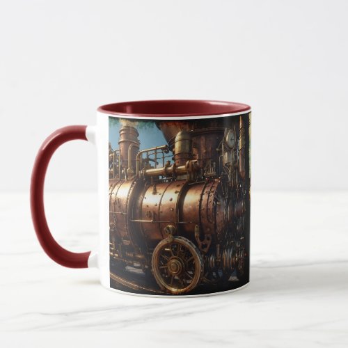 Steampunk Copper Steam Train Mug