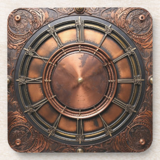 Steampunk Copper Time Face Beverage Coaster