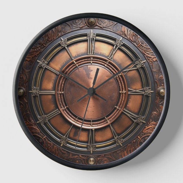 Steampunk Copper Time Face Clock (Front)