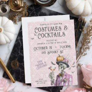 Steampunk Costume Cocktails Adult Halloween Invitation
