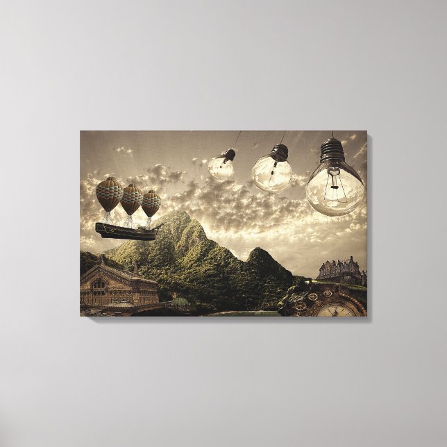 steampunk countryside wrapped canvas print (Front)