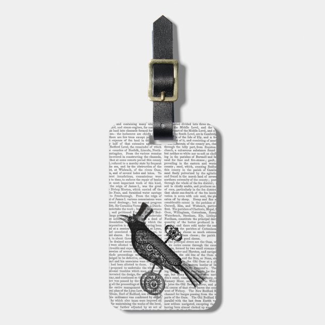 Steampunk Crow 2 Luggage Tag (Front Vertical)