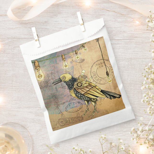 Steampunk Crow  Favor Bag (Clipped)