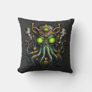 Steampunk Cthulhu monster Throw Pillow