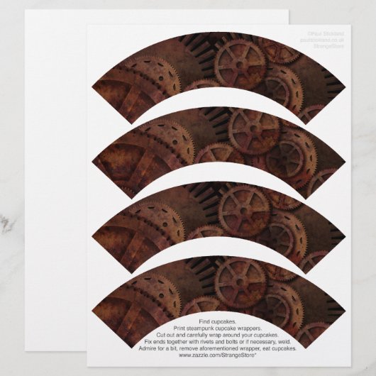 Steampunk Cupcake Wrappers on (Front/Back)