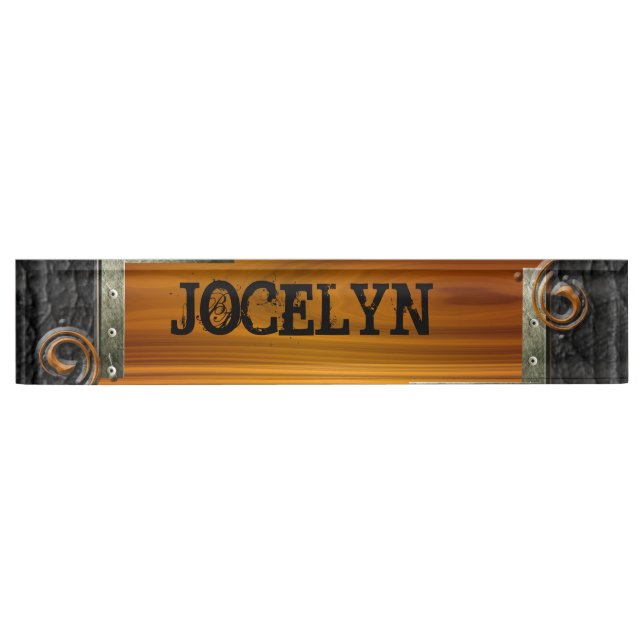 Steampunk Customize Leather Nameplate (Front)