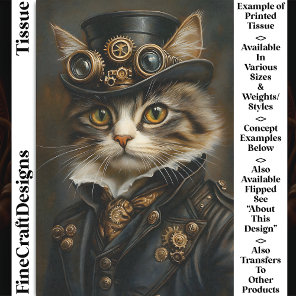 Steampunk Cute Chic Cat Kitten BR6 Decoupage Tissue Paper
