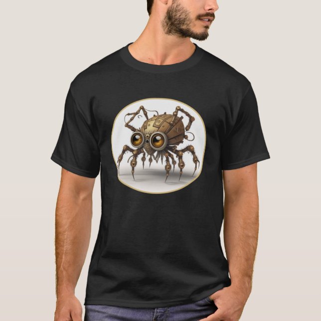 Steampunk Cute Spider Retro Scifi Mechanical Gear  T-Shirt (Front)