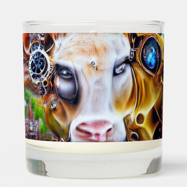 Steampunk Cyber Cow Scented Candle (Front)