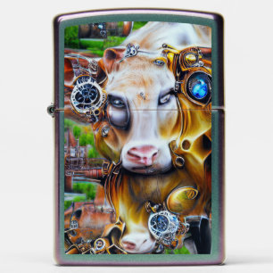 Steampunk Cyber Cow Zippo Lighter