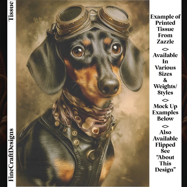 Steampunk Dachshund Dog Aviator EP7R Decoupage Tissue Paper (Creator Uploaded)