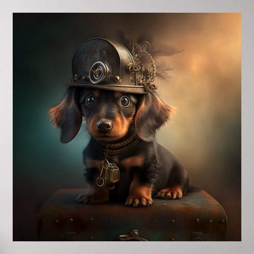 Steampunk Dachshund Poster