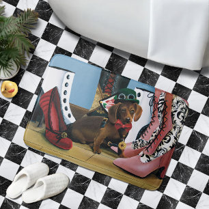 Steampunk Dachshund Shoes Boots Victorian Bathroom Mat