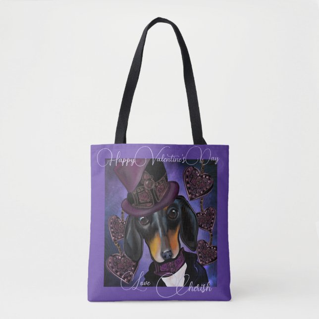 STEAMPUNK DACHSHUND  TOTE BAG (Front)