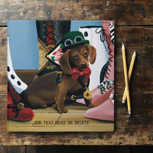 Steampunk Dachshund Wiener Dog Victorian Boots 3 Ring Binder