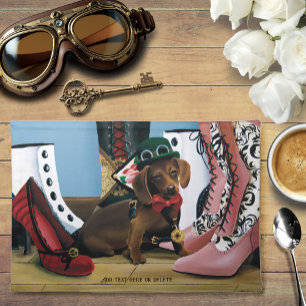 Steampunk Dachshund Wiener Dog Victorian Boots Cloth Placemat