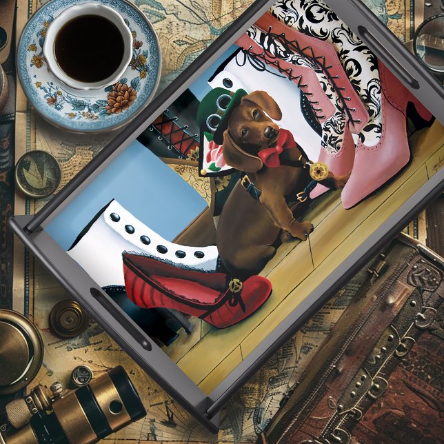 Steampunk Dachshund Wiener Dog Victorian Boots Serving Tray (Creator Uploaded)