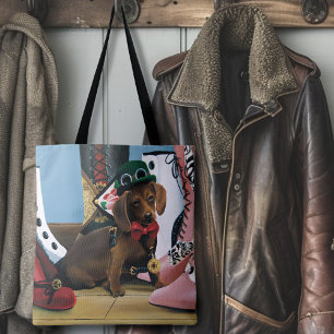 Steampunk Dachshund Wiener Dog Victorian Boots Tote Bag