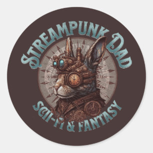 Steampunk Dad Rabbit Classic Round Sticker