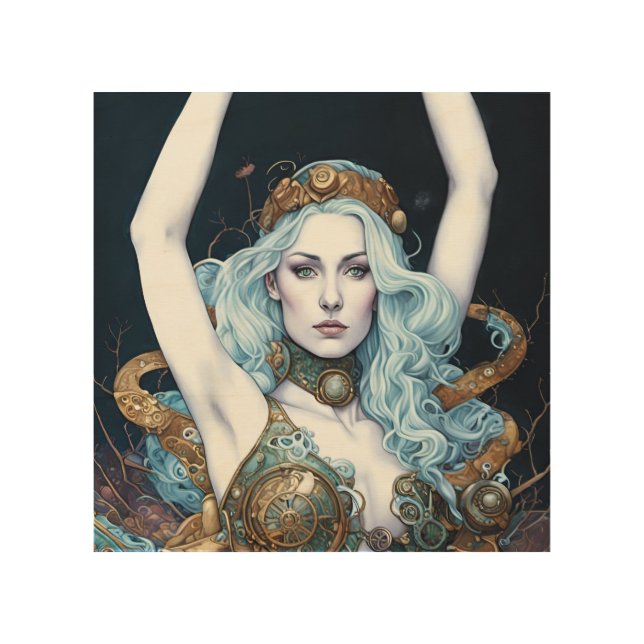 Steampunk Dancing Woman Wood Wall Art (Front)