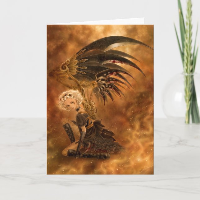 Steampunk Dark Angel Greeting Card (Front)